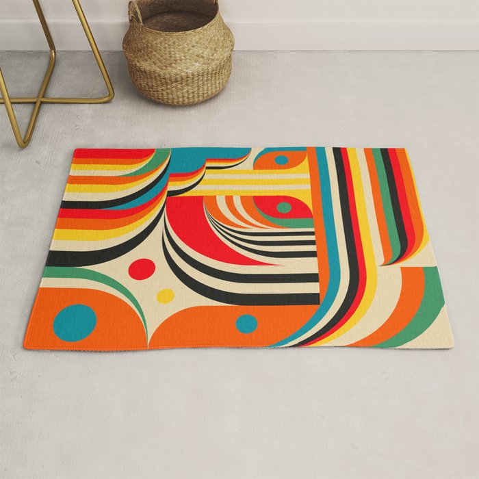 Colorful Cubism Modern Abstract Art Rug Gallery Image 1
