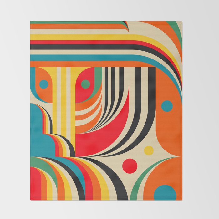 Colorful Cubism Modern Abstract Art Throw Blanket Gallery Image 2