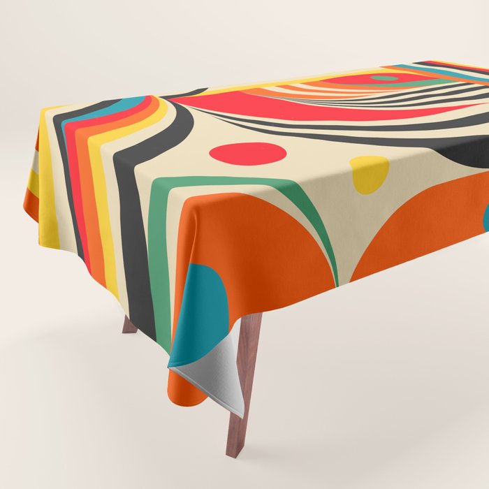 Colorful Cubism Modern Abstract Art Tablecloth Gallery Image 1