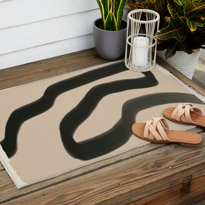 Minimal abstract line Outdoor Rug Gallery Image 2
