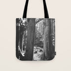 Forest Wonderland - Black and White Nature Photography Tote Bag Gallery Image 1