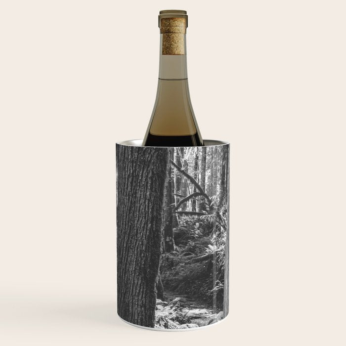 Forest Wonderland - Black and White Nature Photography Wine Chiller Gallery Image 1