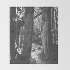 Forest Wonderland - Black and White Nature Photography Throw Blanket Gallery Image 2