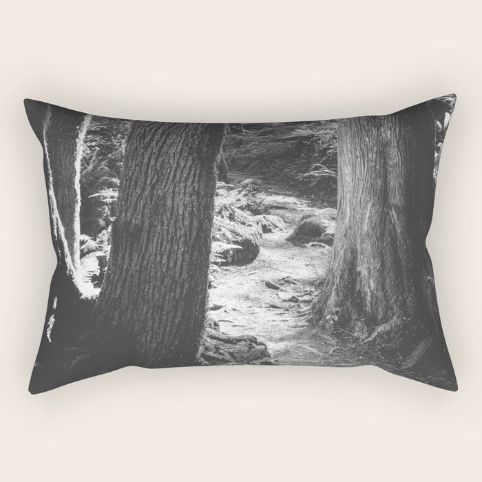 Forest Wonderland - Black and White Nature Photography Rectangular Pillow Gallery Image 1