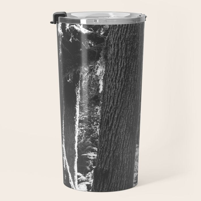 Forest Wonderland - Black and White Nature Photography Travel Mug Gallery Image 3