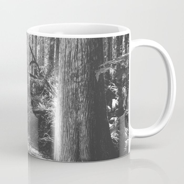 Forest Wonderland - Black and White Nature Photography Coffee Mug Gallery Image 1