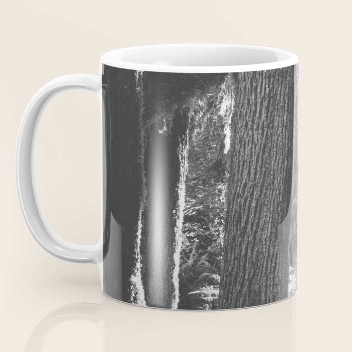 Forest Wonderland - Black and White Nature Photography Coffee Mug Gallery Image 3