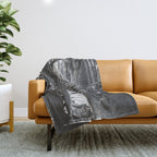 Forest Wonderland - Black and White Nature Photography Throw Blanket Gallery Image 1