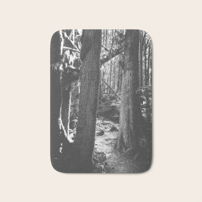 Forest Wonderland - Black and White Nature Photography Bath Mat Gallery Image 1