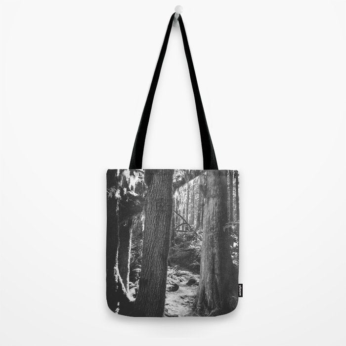 Forest Wonderland - Black and White Nature Photography Tote Bag Gallery Image 2