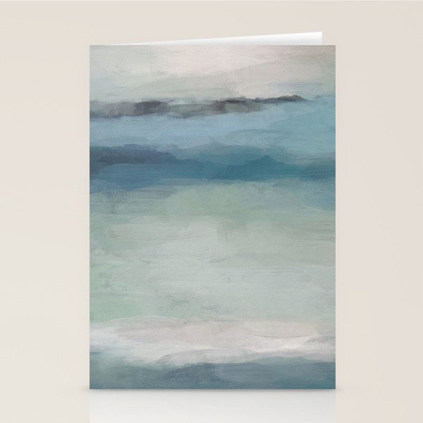 Dragons Teeth Maui - Abstract Painting, Light Blue, Teal, Sage Green Prints Modern Wall Art Stationery Card Gallery Image 1