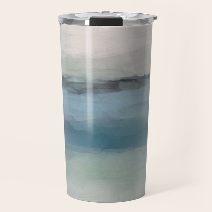 Dragons Teeth Maui - Abstract Painting, Light Blue, Teal, Sage Green Prints Modern Wall Art Travel Mug Gallery Image 1