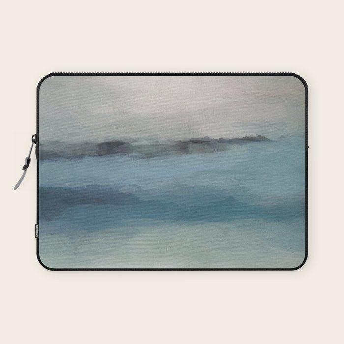 Dragons Teeth Maui - Abstract Painting, Light Blue, Teal, Sage Green Prints Modern Wall Art Laptop Sleeve Gallery Image 1