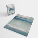 Dragons Teeth Maui - Abstract Painting, Light Blue, Teal, Sage Green Prints Modern Wall Art Jigsaw Puzzle Gallery Image 2