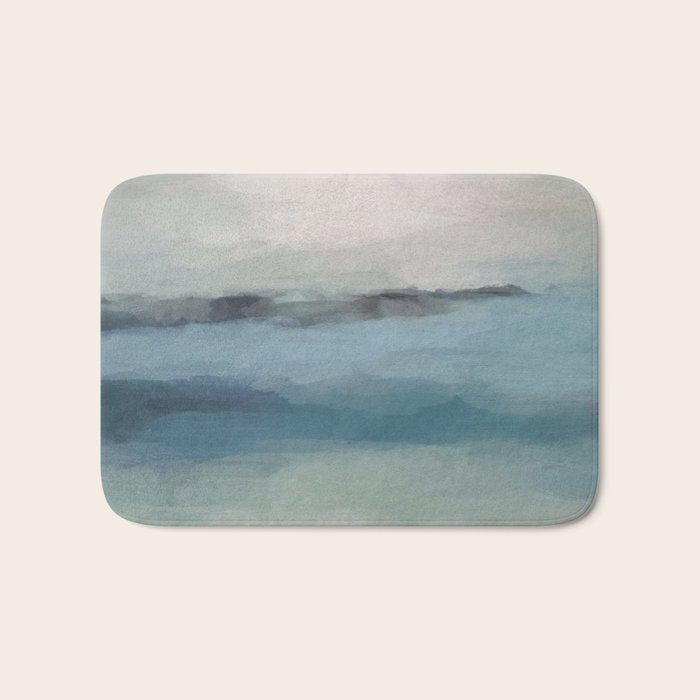 Dragons Teeth Maui - Abstract Painting, Light Blue, Teal, Sage Green Prints Modern Wall Art Bath Mat Gallery Image 1