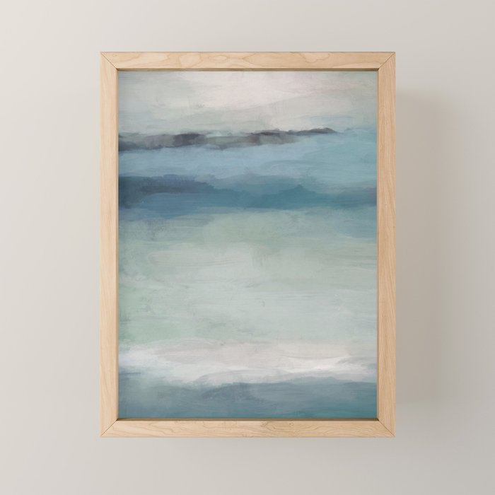 Dragons Teeth Maui - Abstract Painting, Light Blue, Teal, Sage Green Prints Modern Wall Art Mini Art Print Gallery Image 1