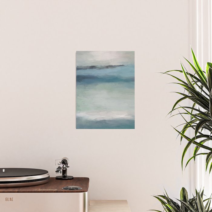 Dragons Teeth Maui - Abstract Painting, Light Blue, Teal, Sage Green Prints Modern Wall Art Poster Gallery Image 2