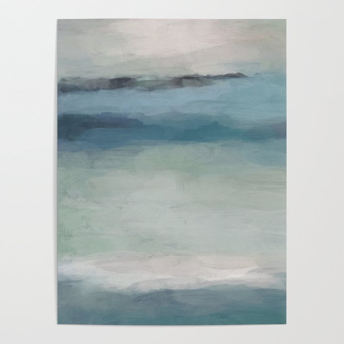 Dragons Teeth Maui - Abstract Painting, Light Blue, Teal, Sage Green Prints Modern Wall Art Poster Gallery Image 4