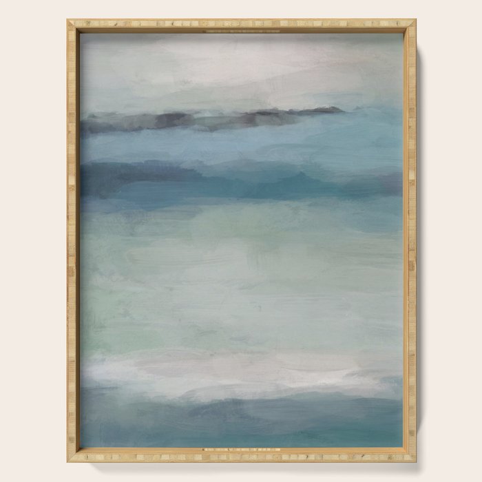 Dragons Teeth Maui - Abstract Painting, Light Blue, Teal, Sage Green Prints Modern Wall Art Serving Tray Gallery Image 1