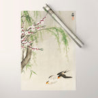 Swallows mid flight - Vintage Japanese Woodblock Print Art Wrapping Paper Gallery Image 1