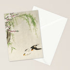 Swallows mid flight - Vintage Japanese Woodblock Print Art Stationery Card Gallery Image 2