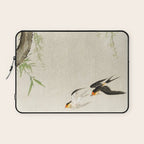 Swallows mid flight - Vintage Japanese Woodblock Print Art Laptop Sleeve Gallery Image 1