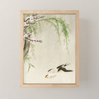 Swallows mid flight - Vintage Japanese Woodblock Print Art Mini Art Print Gallery Image 1