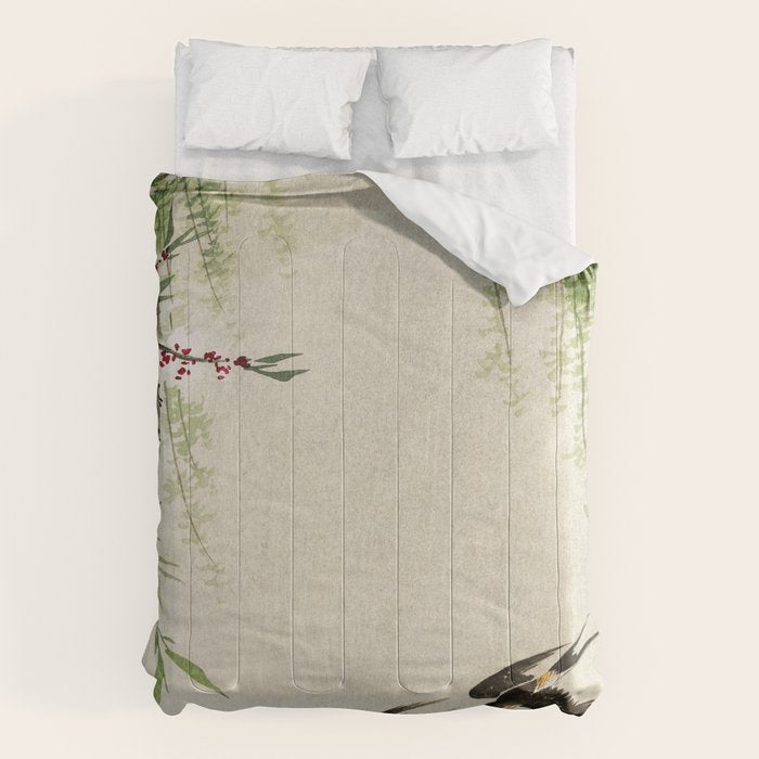 Swallows mid flight - Vintage Japanese Woodblock Print Art Comforter Gallery Image 6