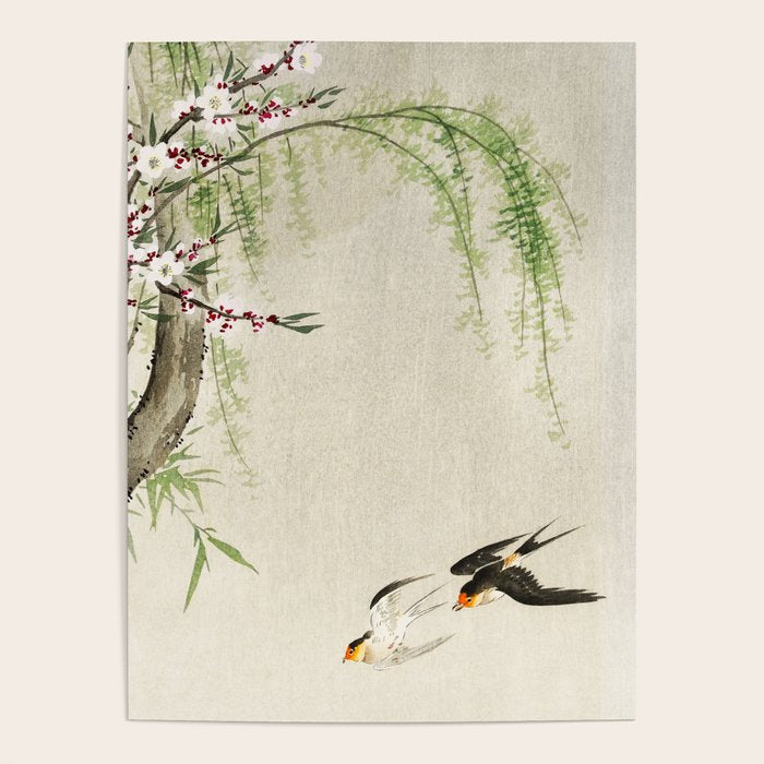 Swallows mid flight - Vintage Japanese Woodblock Print Art Poster Gallery Image 4
