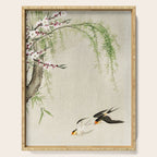 Swallows mid flight - Vintage Japanese Woodblock Print Art Serving Tray Gallery Image 1