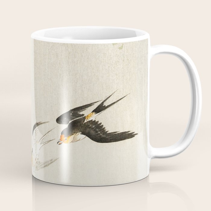 Swallows mid flight - Vintage Japanese Woodblock Print Art Coffee Mug Gallery Image 1