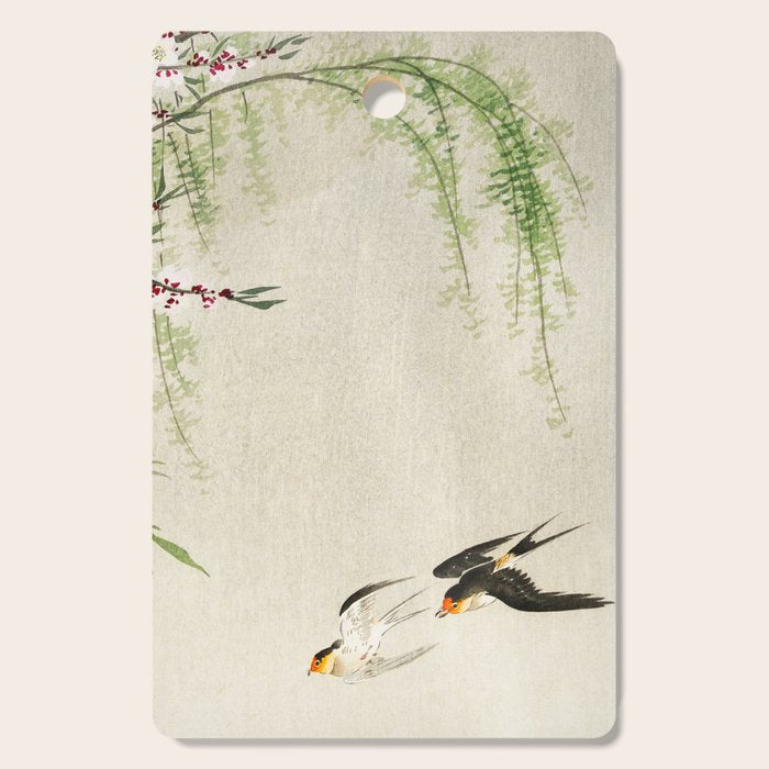 Swallows mid flight - Vintage Japanese Woodblock Print Art Cutting Board Gallery Image 1