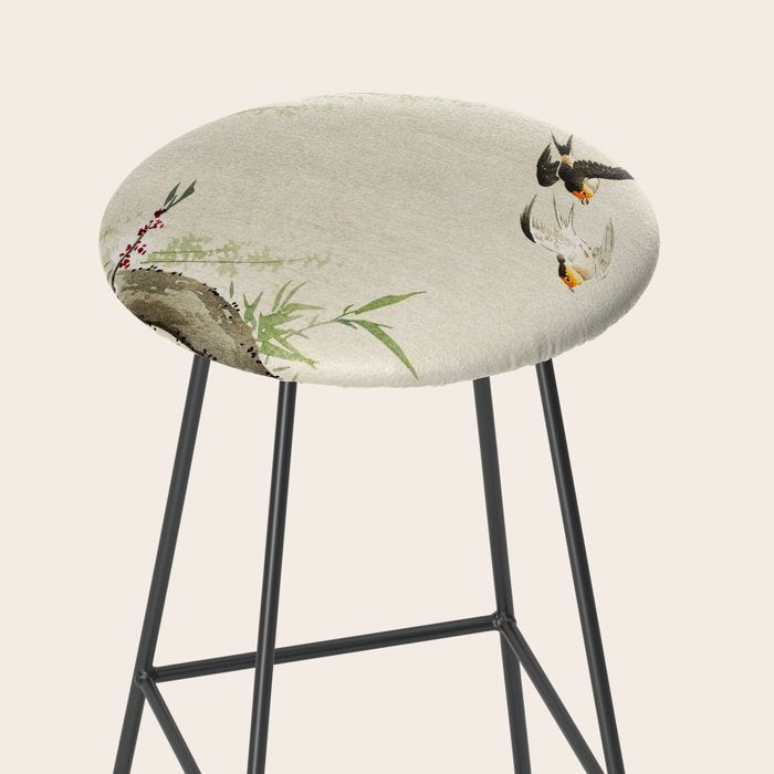 Swallows mid flight - Vintage Japanese Woodblock Print Art Stool Gallery Image 2