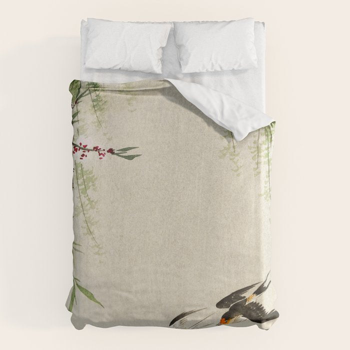 Swallows mid flight - Vintage Japanese Woodblock Print Art Duvet Cover Gallery Image 6