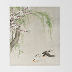 Swallows mid flight - Vintage Japanese Woodblock Print Art Throw Blanket Gallery Image 2