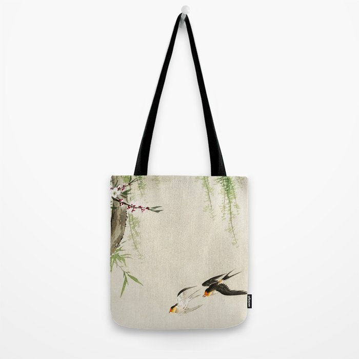 Swallows mid flight - Vintage Japanese Woodblock Print Art Tote Bag Gallery Image 2