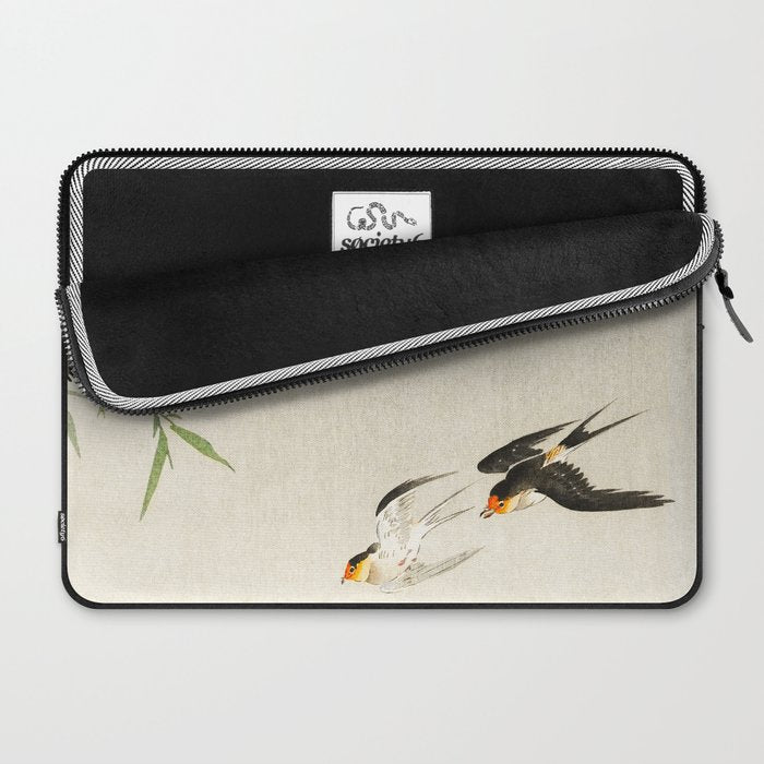 Swallows mid flight - Vintage Japanese Woodblock Print Art Laptop Sleeve Gallery Image 2