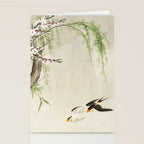 Swallows mid flight - Vintage Japanese Woodblock Print Art Stationery Card Gallery Image 2
