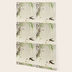 Swallows mid flight - Vintage Japanese Woodblock Print Art Wallpaper Gallery Image 2