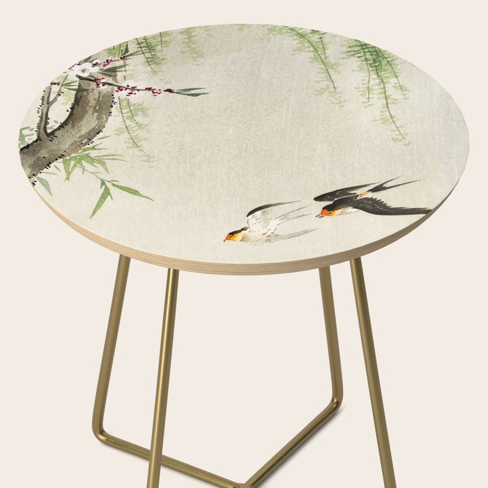 Swallows mid flight - Vintage Japanese Woodblock Print Art Side Table Gallery Image 2