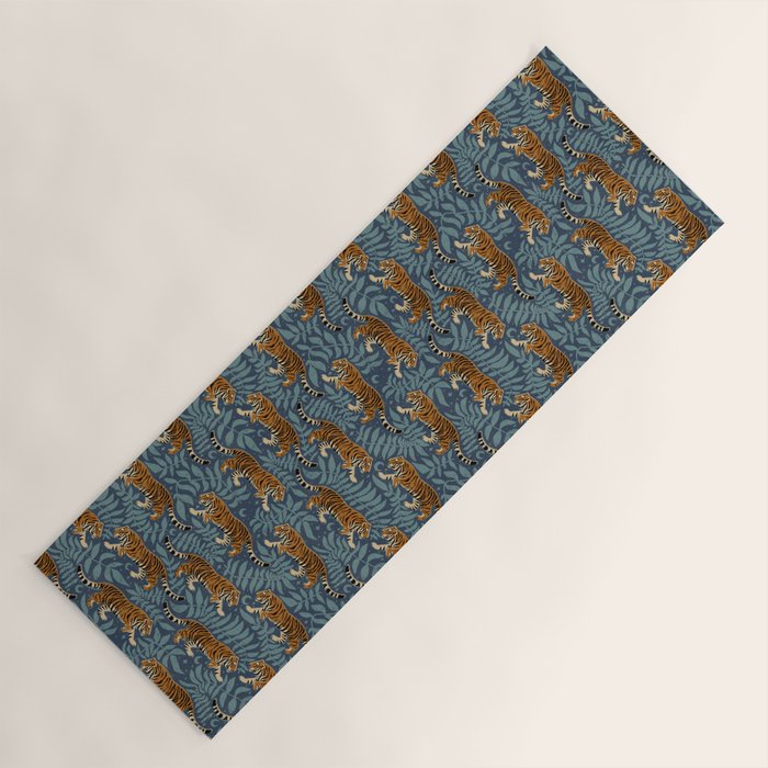 Tigers - dusky blue Yoga Mat Gallery Image 1