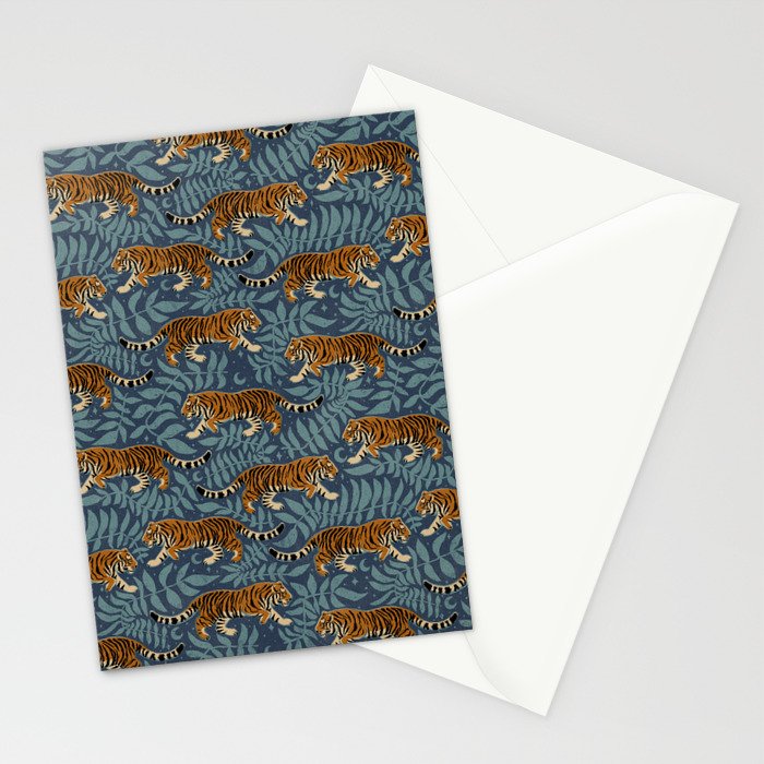 Tigers - dusky blue Stationery Card Gallery Image 2