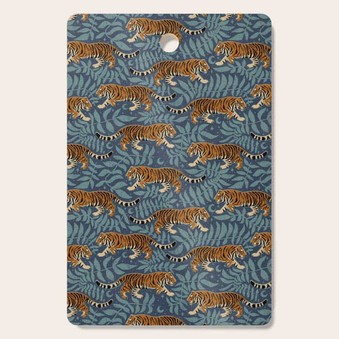 Tigers - dusky blue Cutting Board Gallery Image 1
