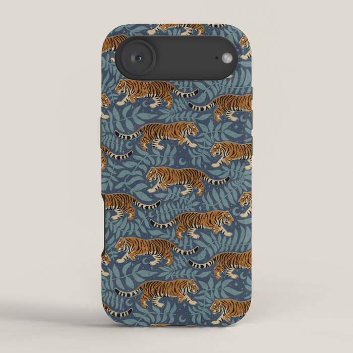 Tigers - dusky blue iPhone Case Gallery Image 2
