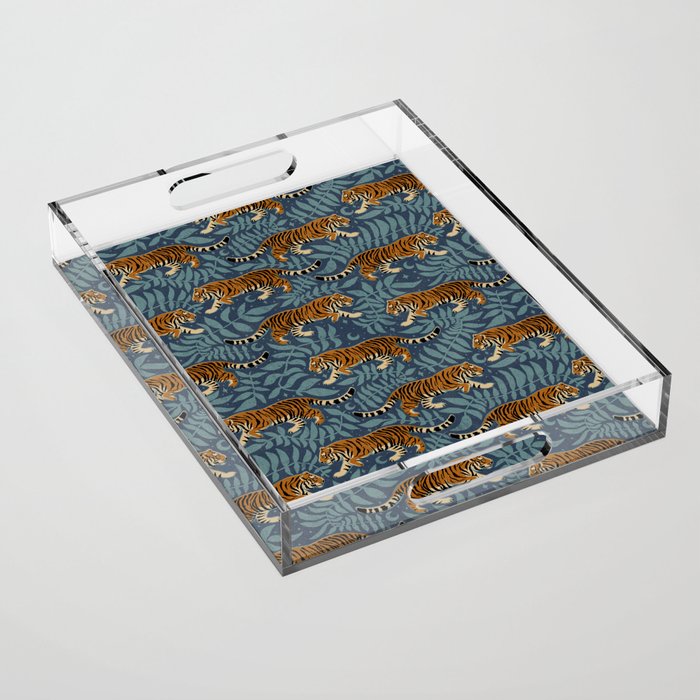 Tigers - dusky blue Acrylic Tray Gallery Image 1