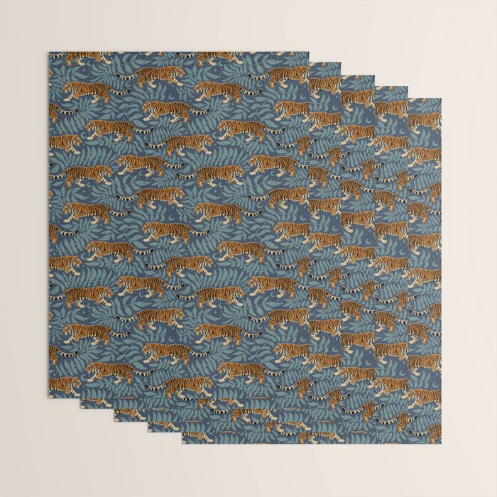 Tigers - dusky blue Wrapping Paper Gallery Image 3