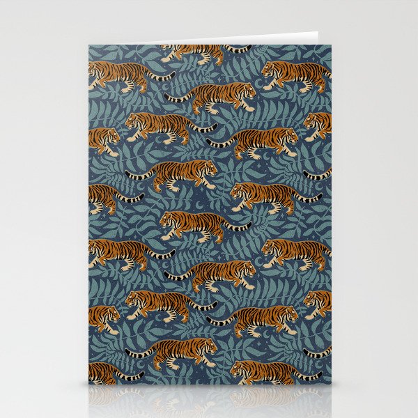 Tigers - dusky blue Stationery Card Gallery Image 1