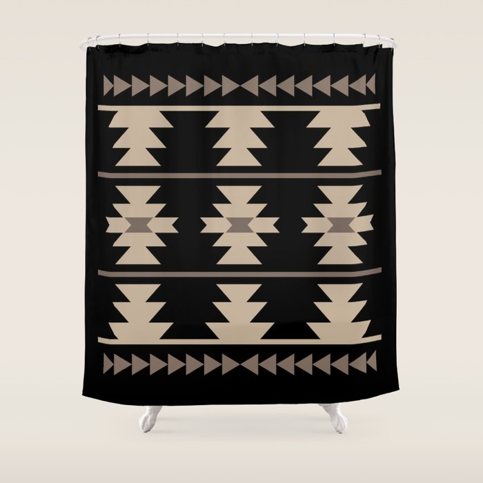 Southwestern Pattern 132 Black and Beige Shower Curtain Gallery Image 1