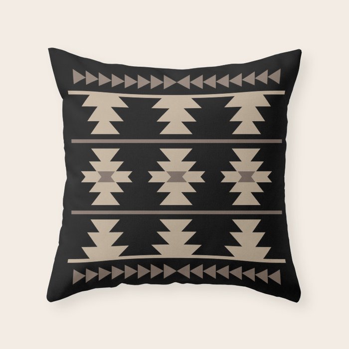 Southwestern Pattern 132 Black and Beige Throw Pillow Gallery Image 6