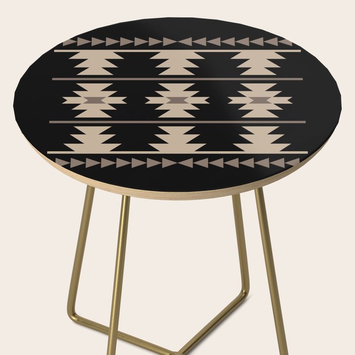 Southwestern Pattern 132 Black and Beige Side Table Gallery Image 2